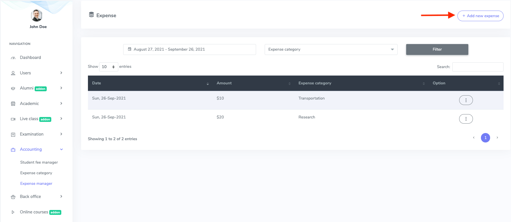 Adding New Expense Adding New Expense