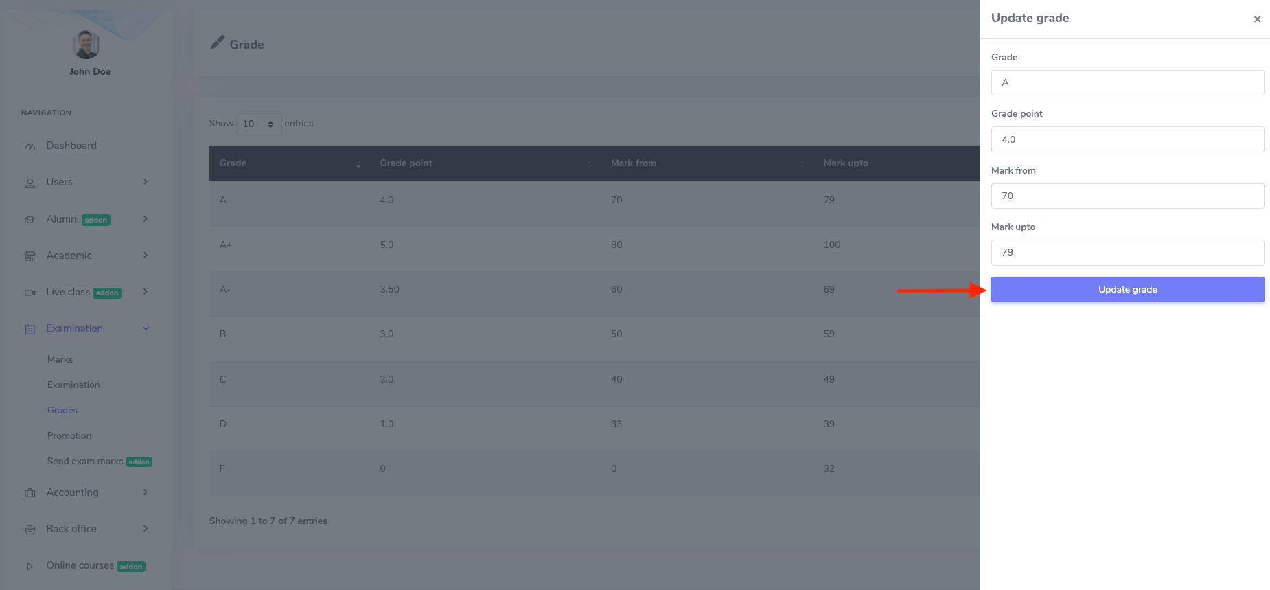 Updating Grade Updating Grade