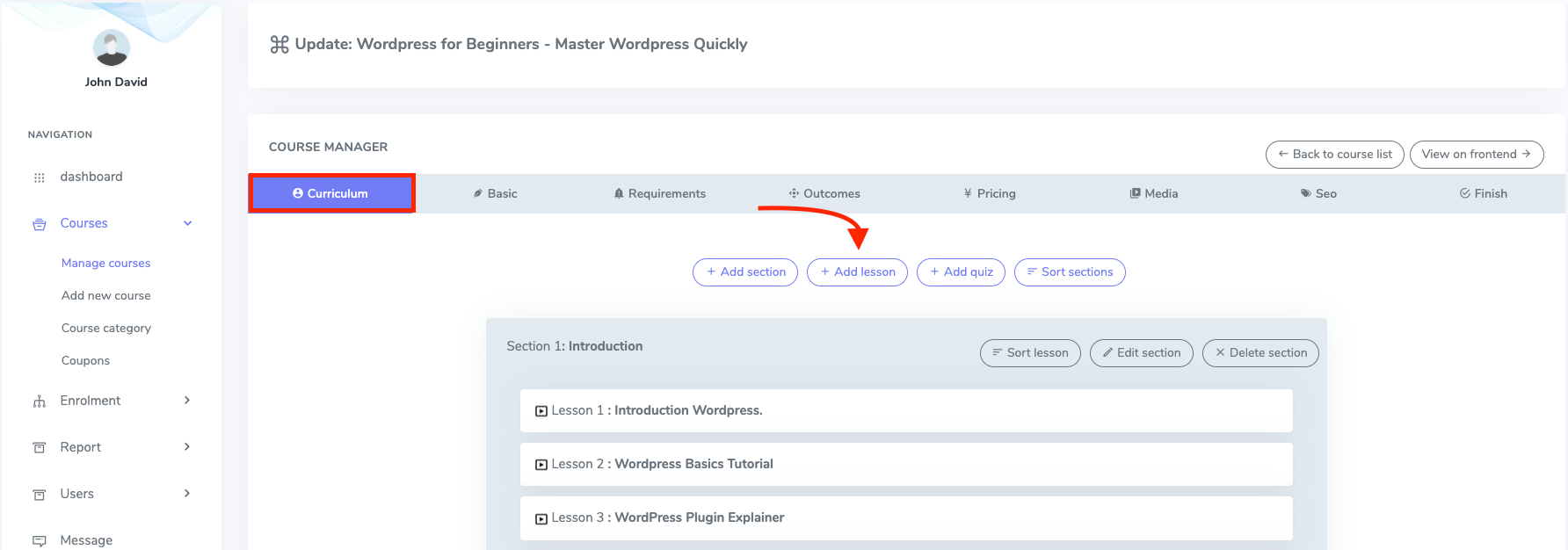 Introdução à Criação de Lição Admin Dois