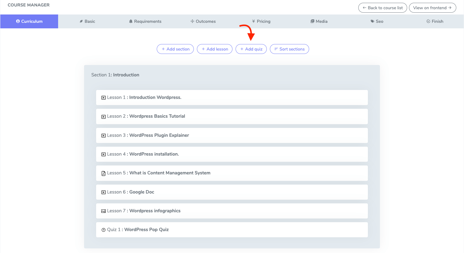 Intro Of Creating Quiz Admin Two