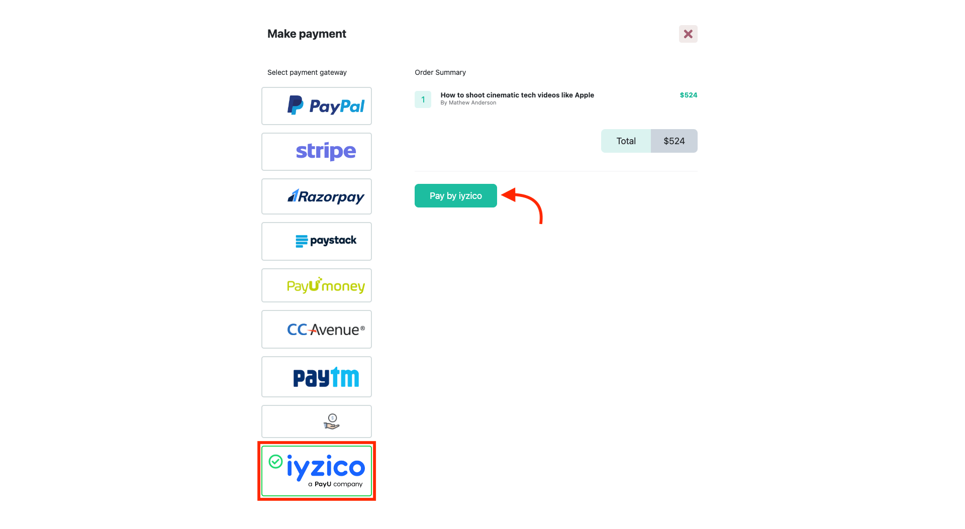 Academy Making Iyzico Payment