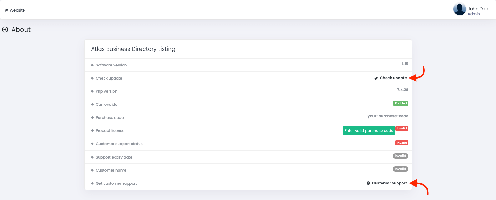 Atlas About Settings 2