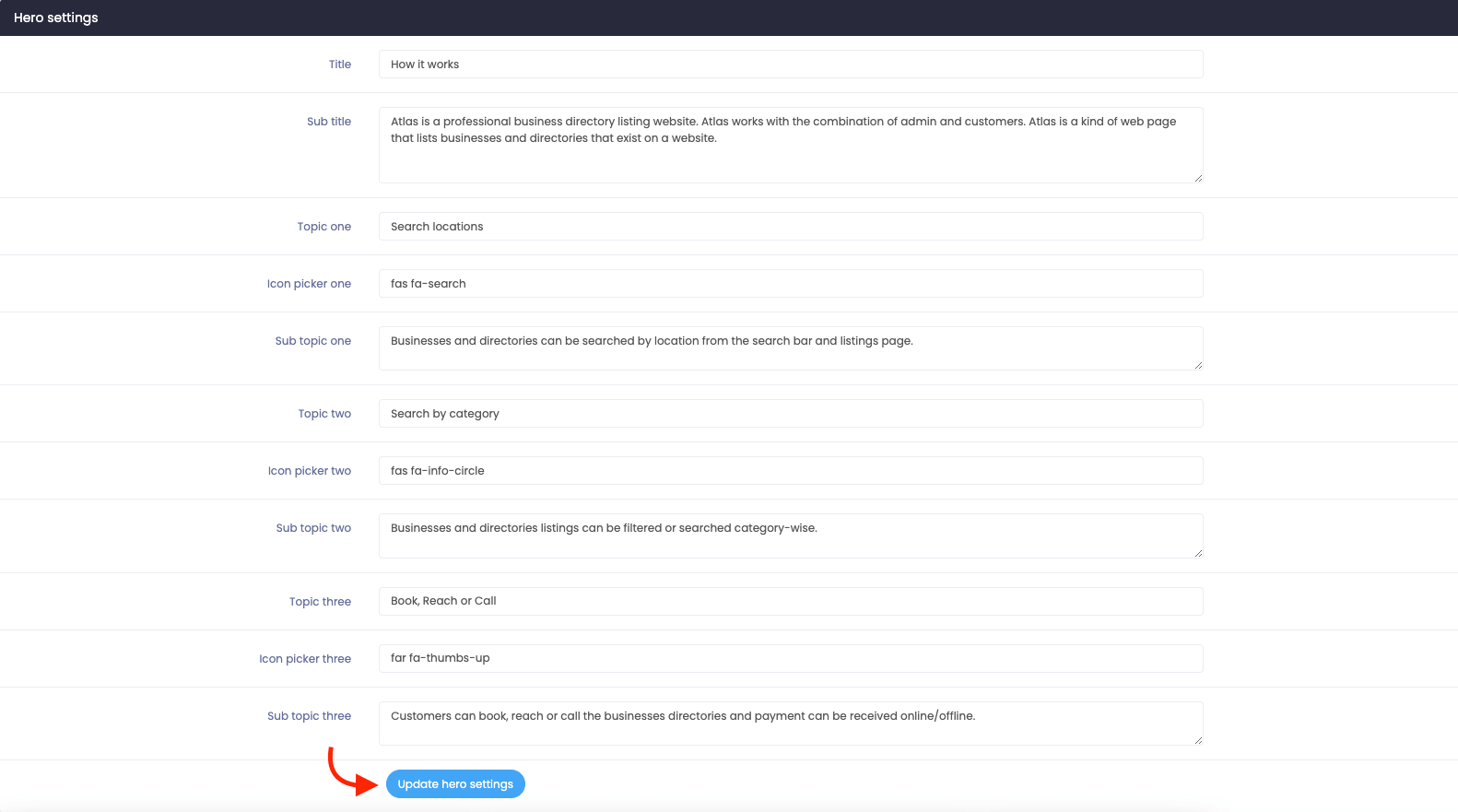 Atlas Configuring Hero Settings