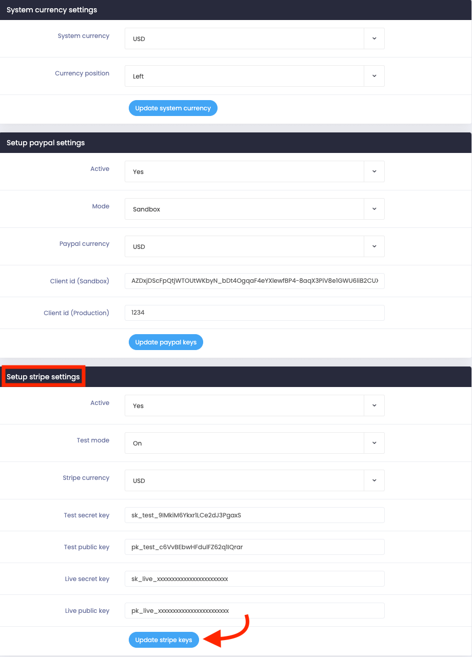 Atlas Configurning Stripe Settings