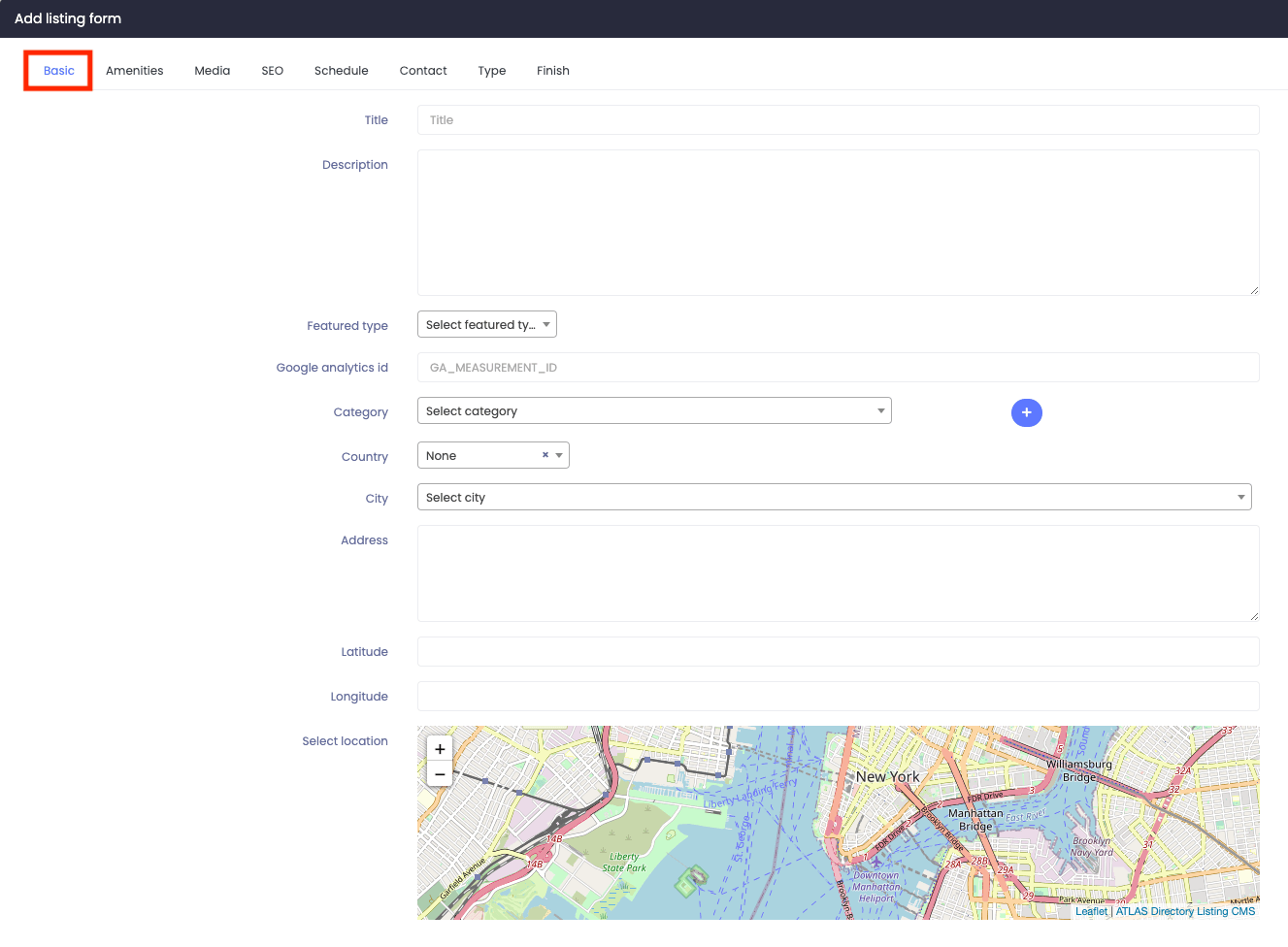 Atlas Customer Basic Form