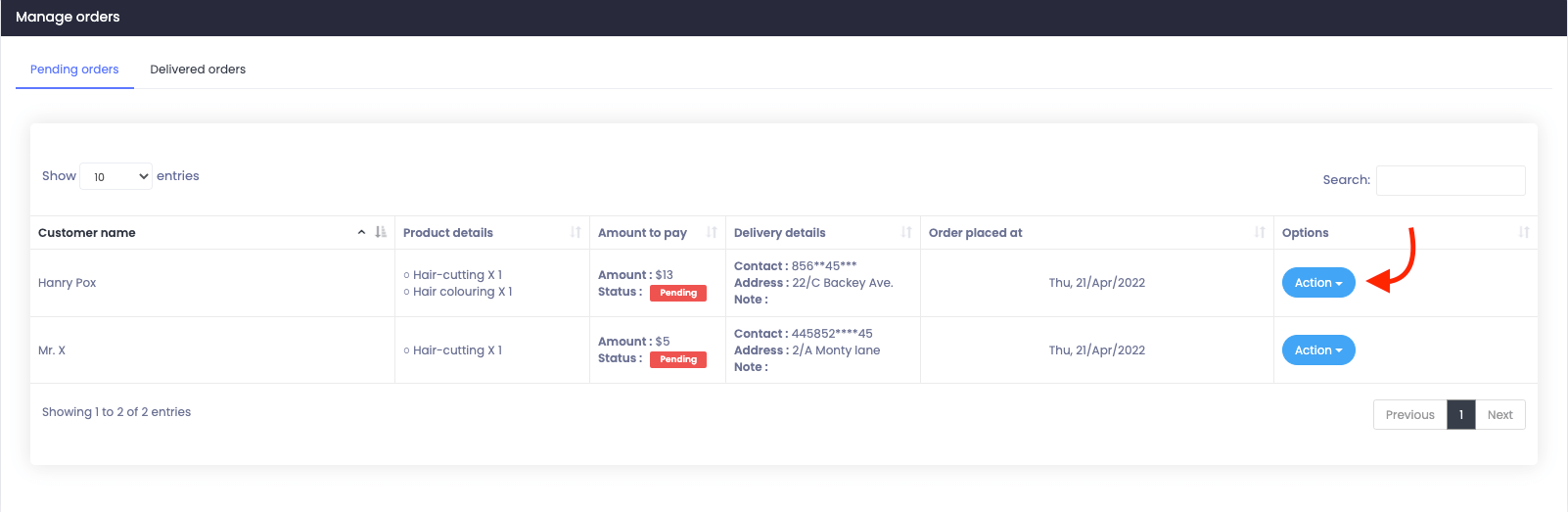 Atlas Customer Pending Orders 2