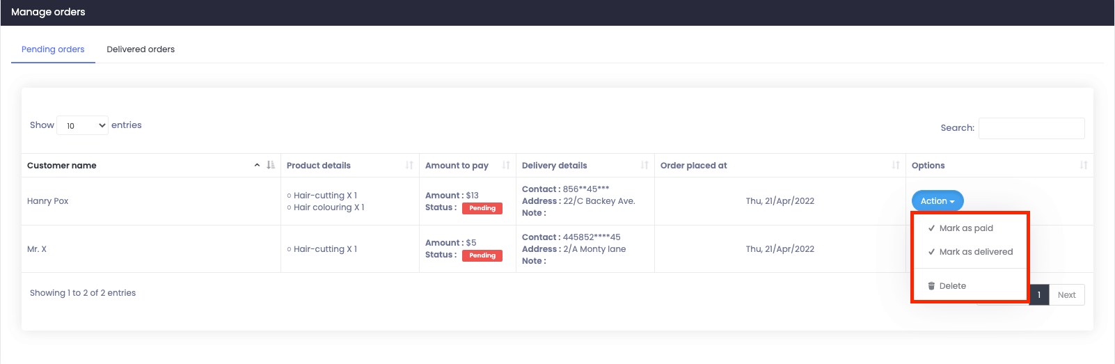 Atlas Customer Pending Orders 3