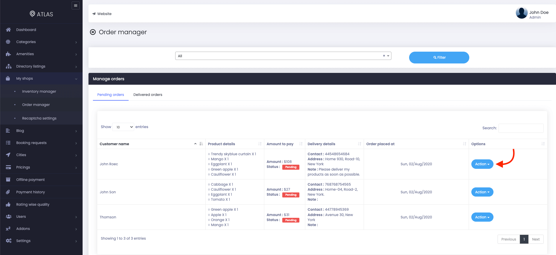 Atlas Pending Orders 2