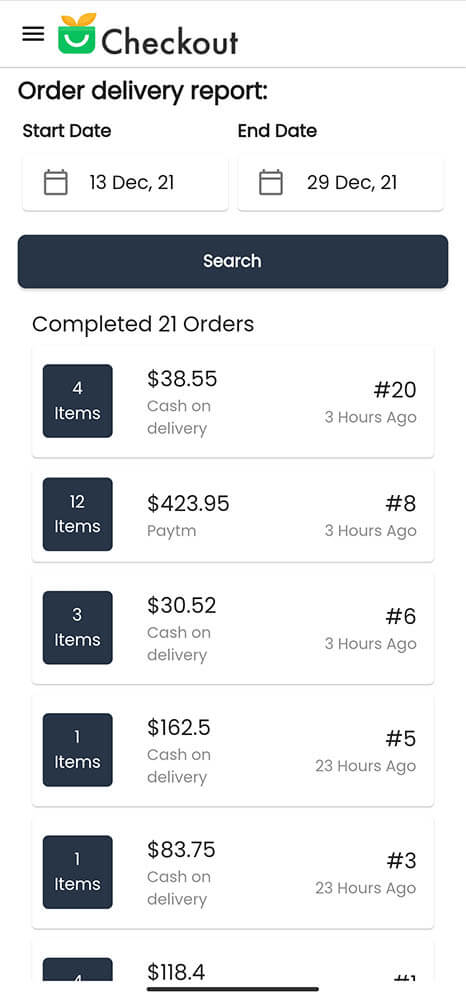 Delivery Completed Order Checkout