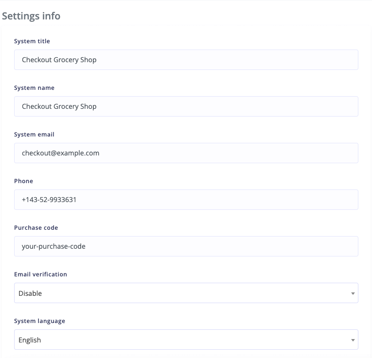 Updating System Settings Checkout 1