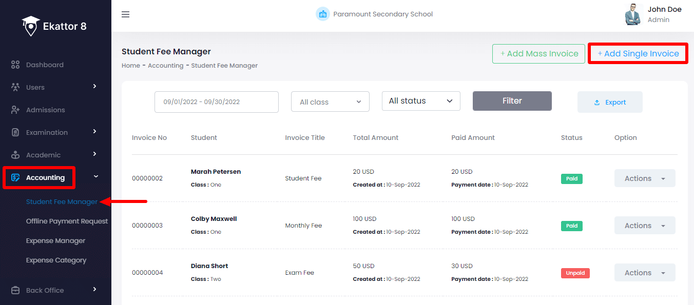 Ekattor 8 Adding Single Invoice 1