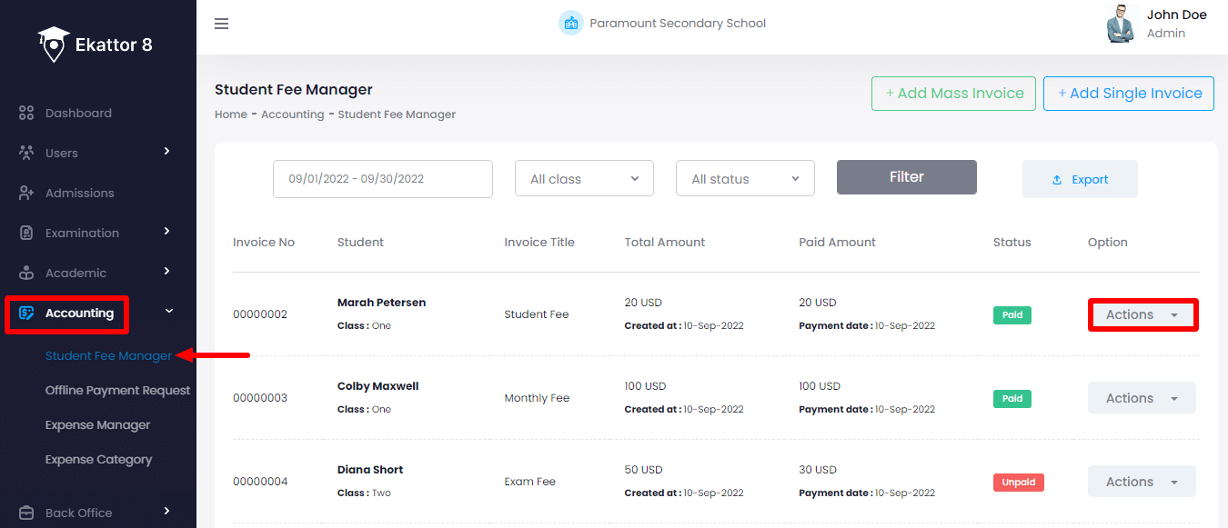 Ekattor 8 Managing Invoice