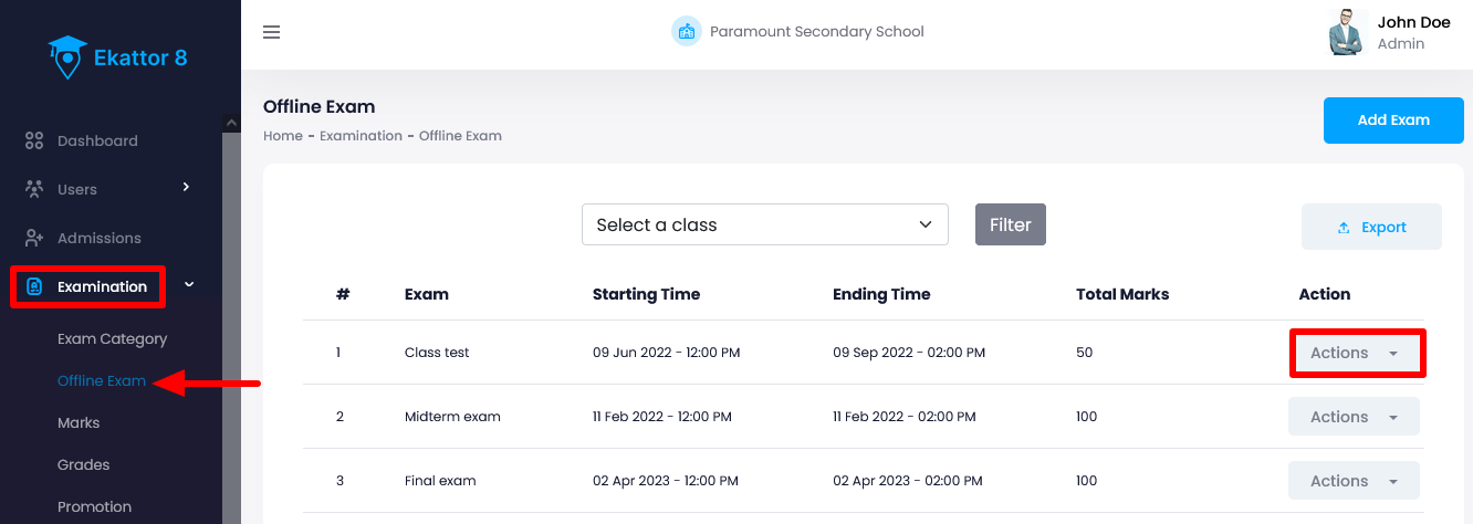 Ekattor 8 Managing Offline Exam