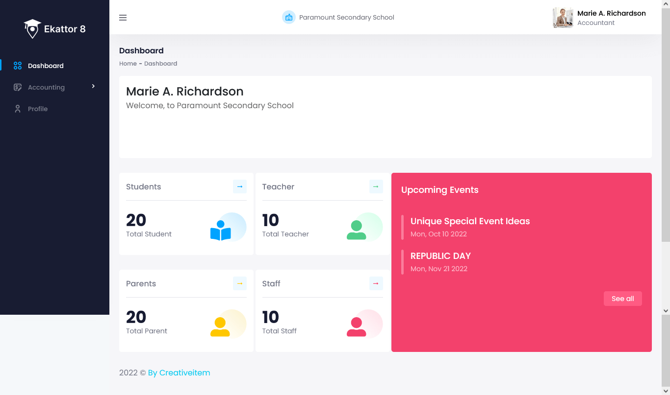 Ekattor 8 Accountant Dashboard