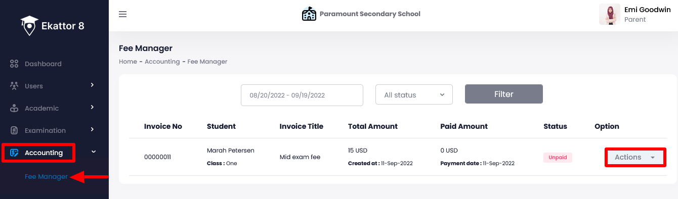 Ekattor 8 Managing Fees Parents