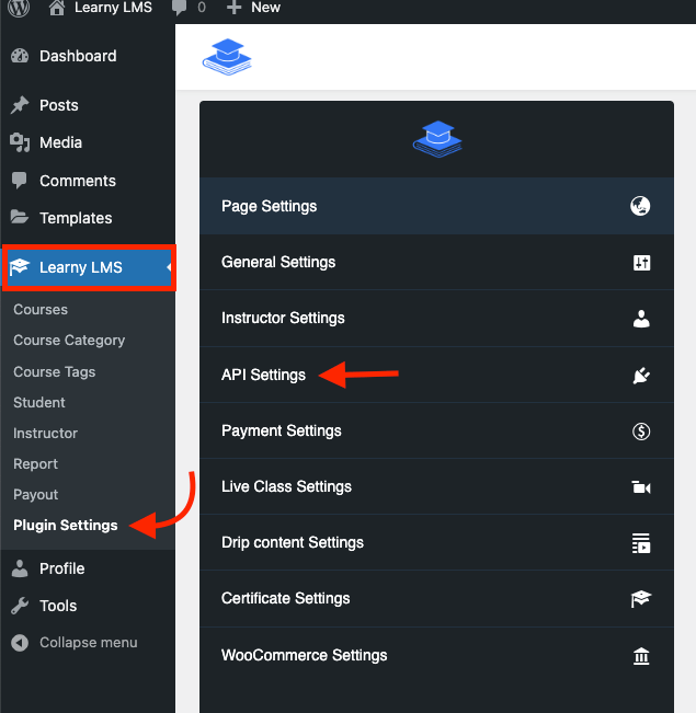 Navigating Api Settings Learny