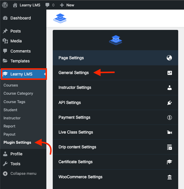 Navigating General Settings Learny