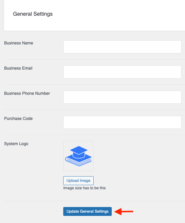 Updating General Settings Learny