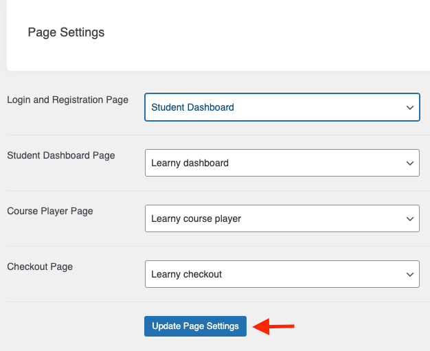 Updating Page Settings Learny