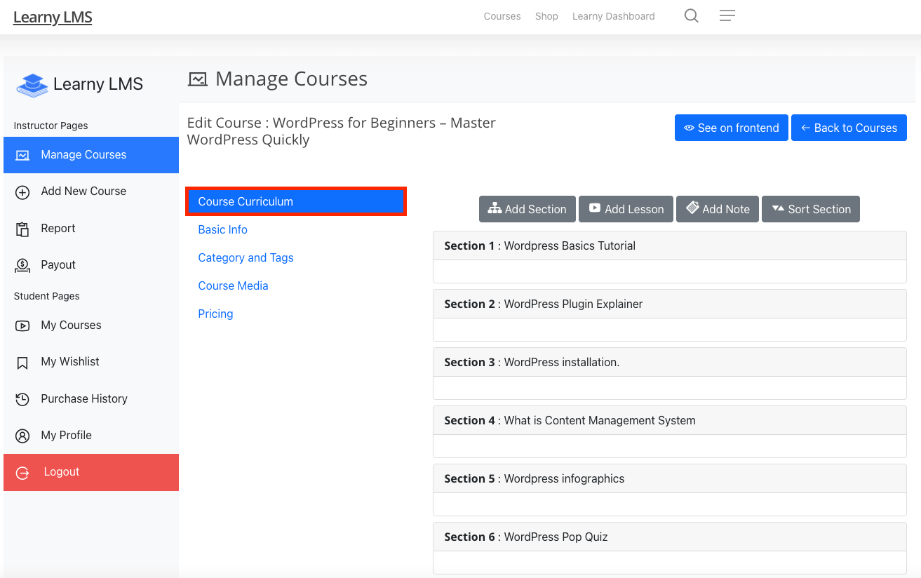 Course Curriculum Learny