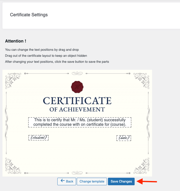 Learny Certificate Customization