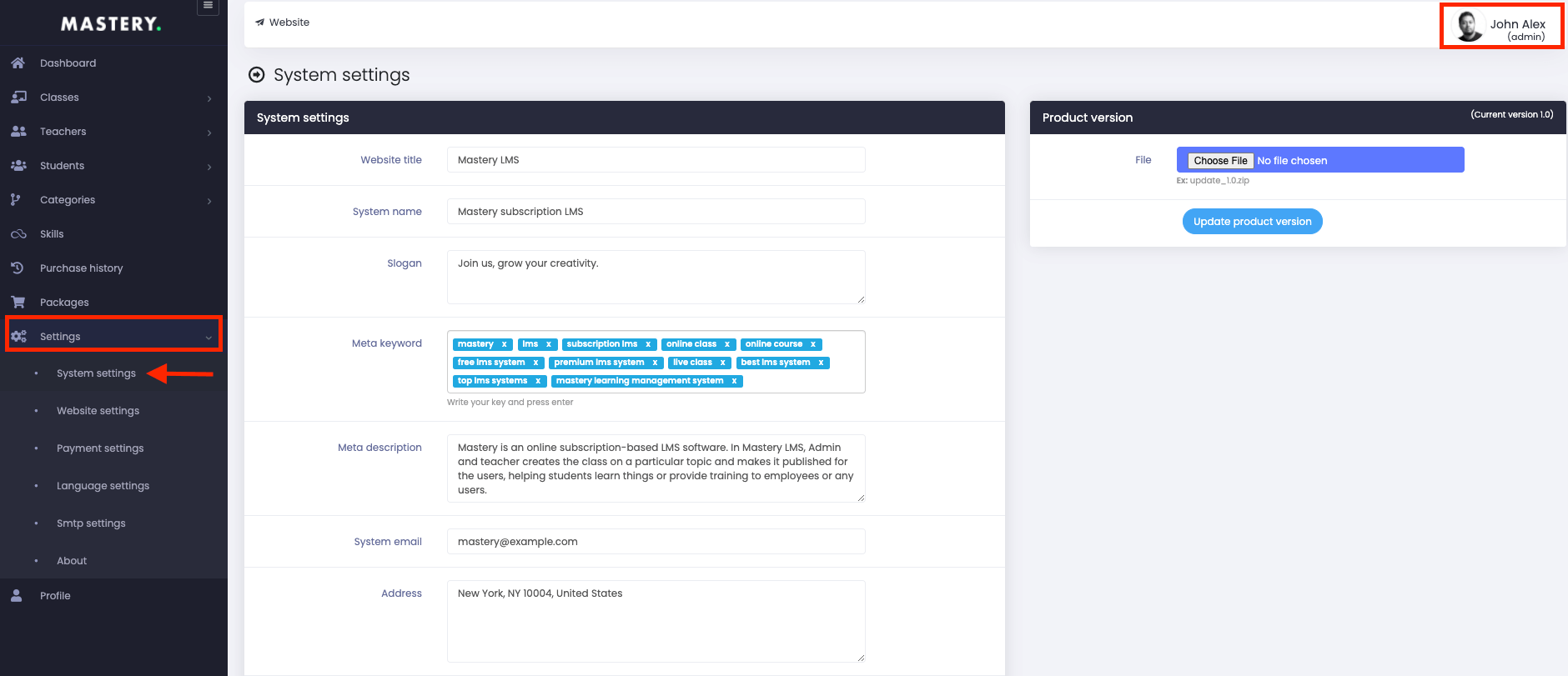 Introducing Mastery System Settings