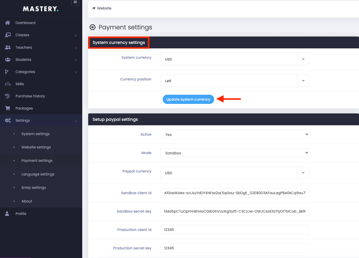 Updating System Currency