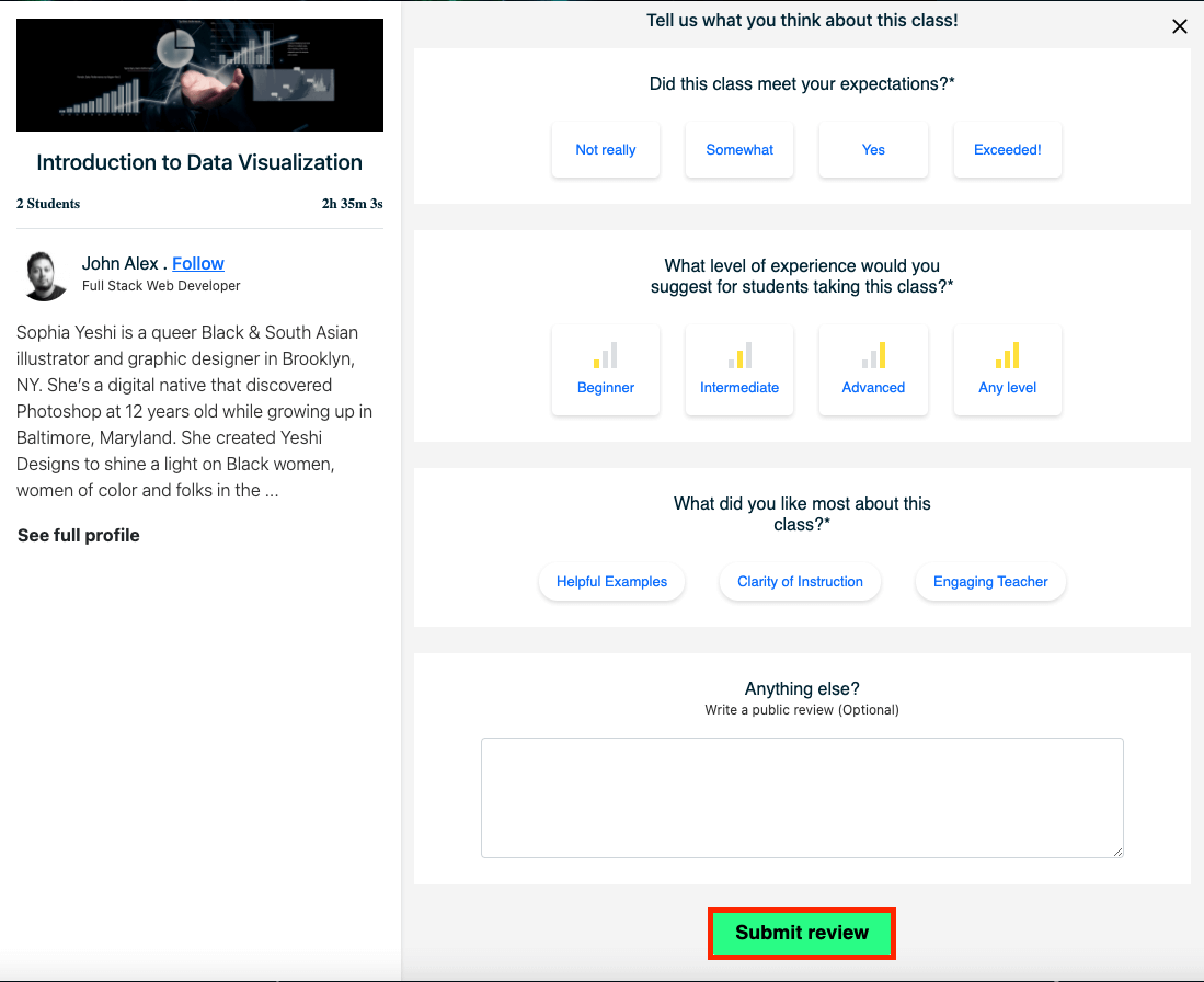 Submiting The Review