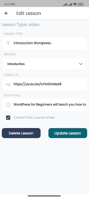 Managing Lessons Academy Instructors Mobile App