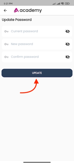 Updating Password Academy Instructors Mobile App